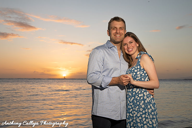 Jesse & Ariella - Sunset Engagement Portrait Waikiki Beach