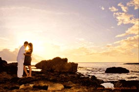Hawaii Couples Photographer on location Sunset photo session at Secret Beach Koolina