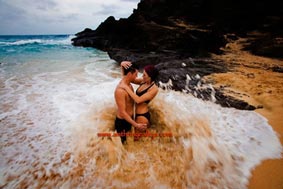 Oahu Honeymoon Portrait Photographers, Eternity Beach, Oahu Hawaii