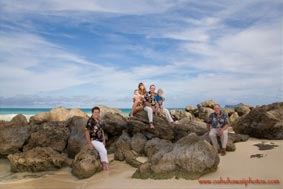 Family Portrait photographed at Bellows Beach on the East Oahu Hawaii