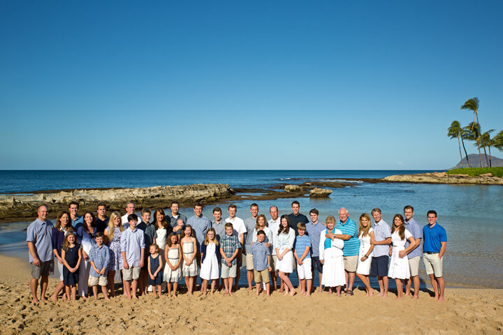 Large Group Family portrait photography Paradise Cove beach