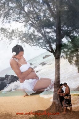 Hawaii Maternity Photography - Montage of a Maternity Couple at Waimanalo Beach, Oahu, Hawaii