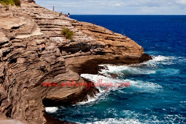 Cliff Jumper Jumps at Spitting Cave of Portlock, Oahu, Hawaii