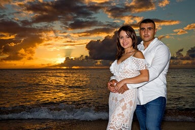 Papailoa Beach Sunset Couples Photography, North Shore, Oahu, Hawaii 