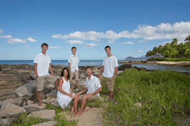 Four Seasons Family Portrait Photography at secret beach Oahu Hawaii