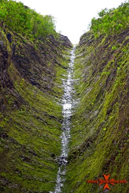 The original waterfall deep in the valley of Hauula, Oahu Hawaii